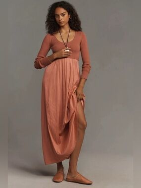 Anthropologie Thea Twofer Sweater Satin Maxi Dress Pink Women’s 3X